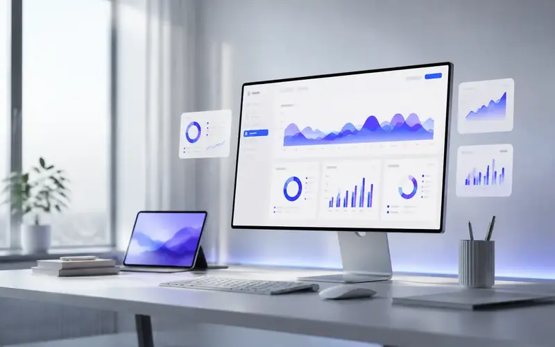 Strukturierte Online-Ads-Kampagne mit Motiven und Kennzahlen
